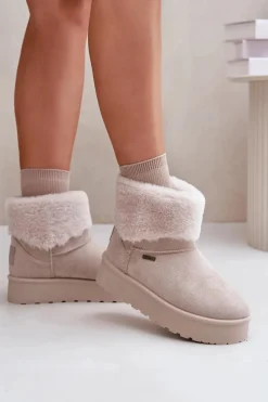 Online Big Star Shoes Śniegowce Na Platformie Z Futerkiem Big Star OO274A107 Jasnobeżowe Beżowy