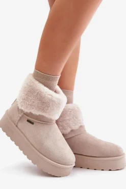 Online Big Star Shoes Śniegowce Na Platformie Z Futerkiem Big Star OO274A107 Jasnobeżowe Beżowy