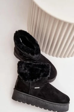 Śniegowce Na Platformie Z Futerkiem Big Star OO274A108 Czarne Damskie Śniegowce Damskie