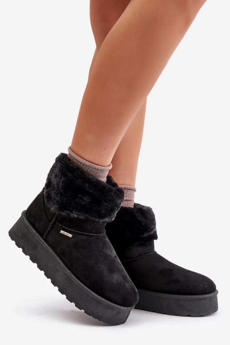 Śniegowce Na Platformie Z Futerkiem Big Star OO274A108 Czarne Damskie Śniegowce Damskie