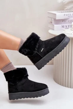 Śniegowce Na Platformie Z Futerkiem Big Star OO274A108 Czarne Damskie Śniegowce Damskie