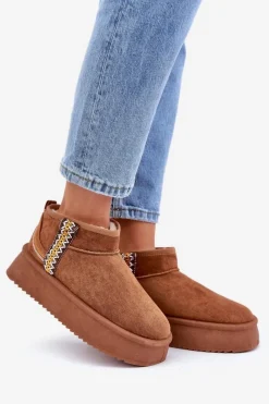 New Śniegowce Na Platformie Ze Wzorem Camel Udra Damskie Śniegowce Damskie