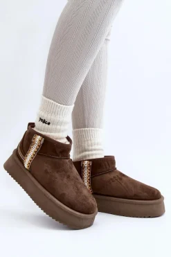 Online Śniegowce Na Platformie Ze Wzorem Ciemnozielone Udra Damskie Śniegowce Damskie