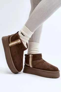 Online Śniegowce Na Platformie Ze Wzorem Ciemnozielone Udra Damskie Śniegowce Damskie