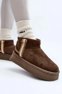 Online Śniegowce Na Platformie Ze Wzorem Ciemnozielone Udra Damskie Śniegowce Damskie