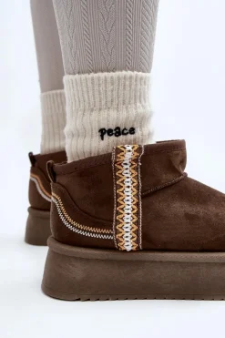 Online Śniegowce Na Platformie Ze Wzorem Ciemnozielone Udra Damskie Śniegowce Damskie