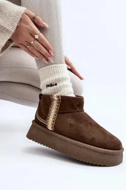 Online Śniegowce Na Platformie Ze Wzorem Ciemnozielone Udra Damskie Śniegowce Damskie