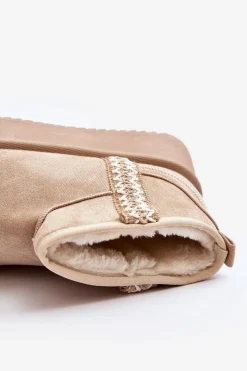 Best Śniegowce Na Platformie Ze Wzorem Beżowe Udra Damskie Śniegowce Damskie