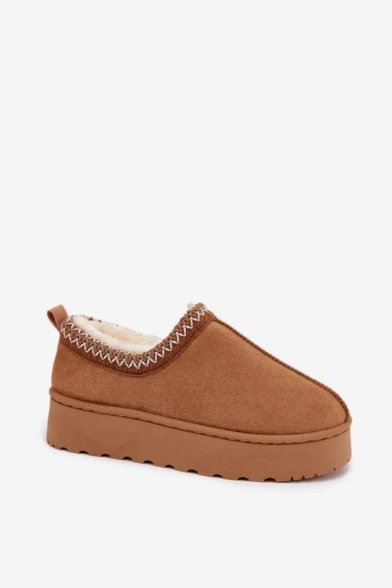 Śniegowce Niskie Damskie Z Haftem Na Platformie Camel Taliah Damskie Śniegowce Damskie