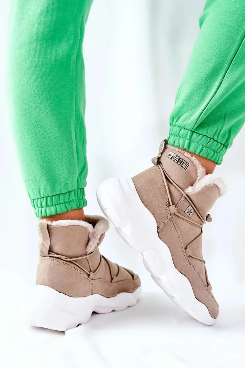 Śniegowce Damskie>Big Star Shoes Śniegowce Ocieplane Big Star II274263 Beżowe