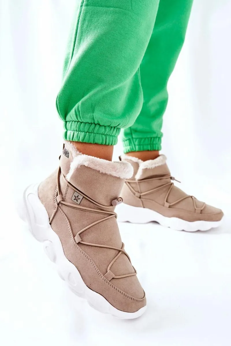 Śniegowce Damskie>Big Star Shoes Śniegowce Ocieplane Big Star II274263 Beżowe