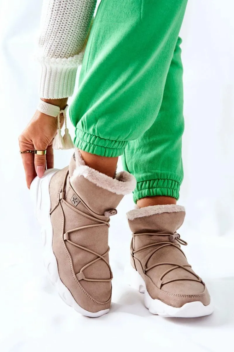 Śniegowce Damskie>Big Star Shoes Śniegowce Ocieplane Big Star II274263 Beżowe