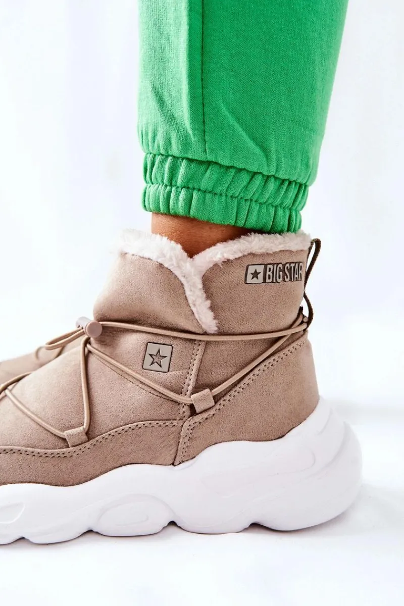 Śniegowce Damskie>Big Star Shoes Śniegowce Ocieplane Big Star II274263 Beżowe