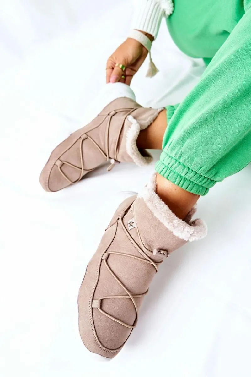 Śniegowce Damskie>Big Star Shoes Śniegowce Ocieplane Big Star II274263 Beżowe