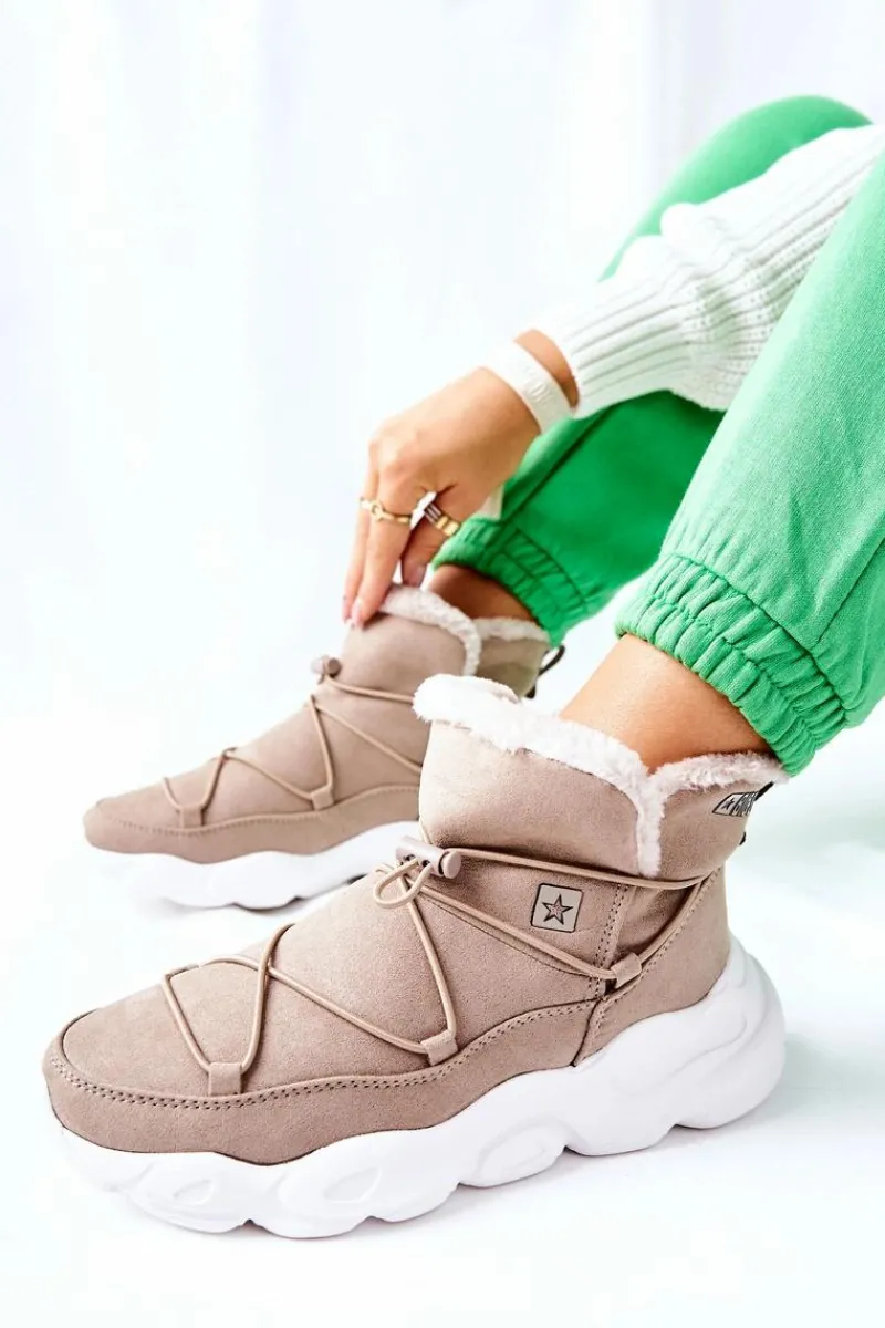 Śniegowce Damskie>Big Star Shoes Śniegowce Ocieplane Big Star II274263 Beżowe