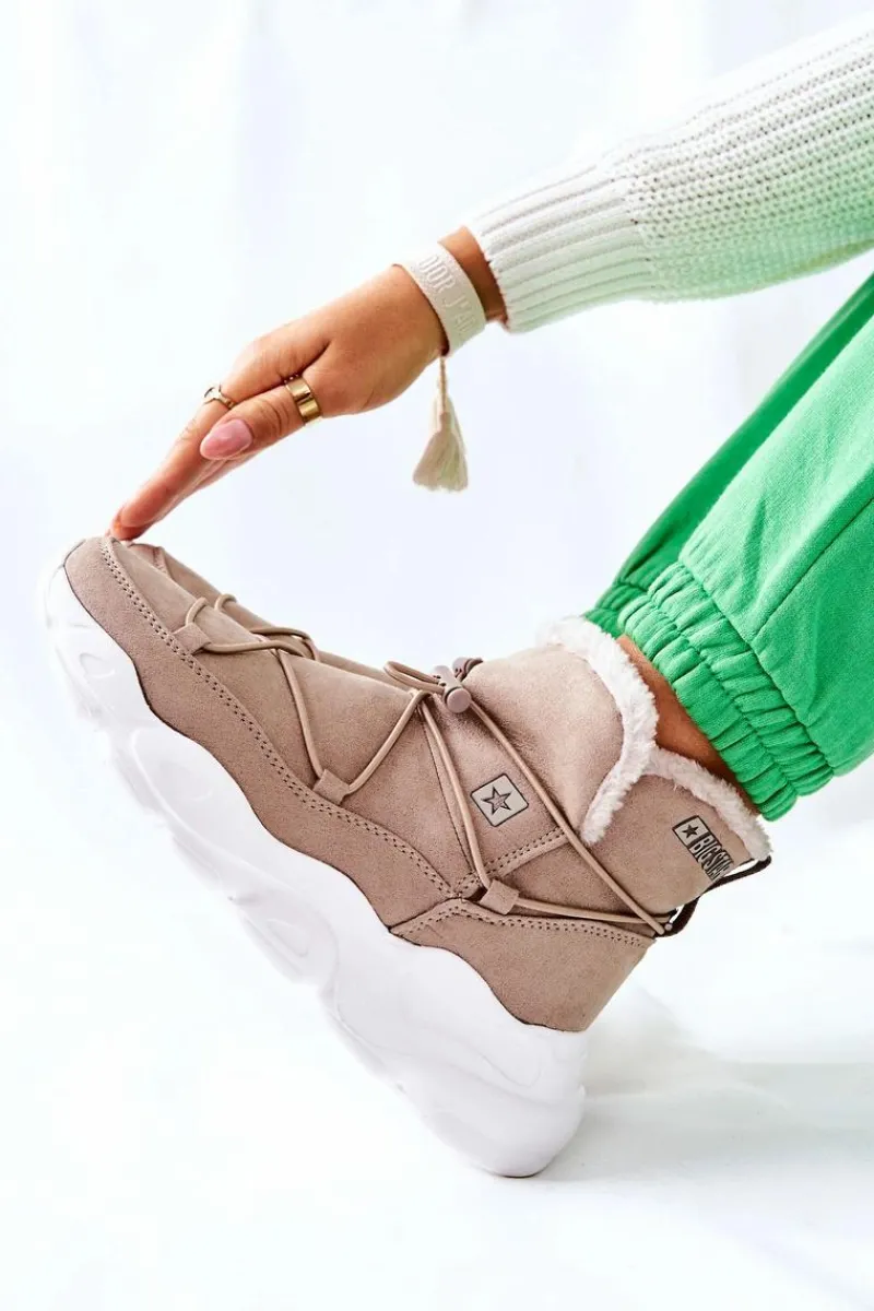 Śniegowce Damskie>Big Star Shoes Śniegowce Ocieplane Big Star II274263 Beżowe