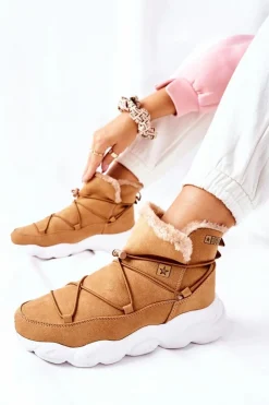 Discount Śniegowce Ocieplane Big Star II274266 Camel Damskie Śniegowce Damskie