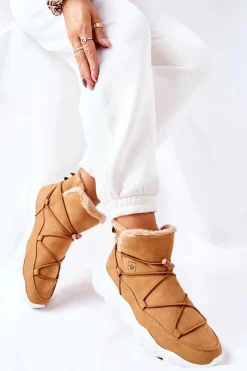 Discount Śniegowce Ocieplane Big Star II274266 Camel Damskie Śniegowce Damskie