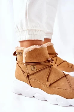 Discount Śniegowce Ocieplane Big Star II274266 Camel Damskie Śniegowce Damskie