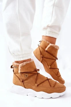 Discount Śniegowce Ocieplane Big Star II274266 Camel Damskie Śniegowce Damskie