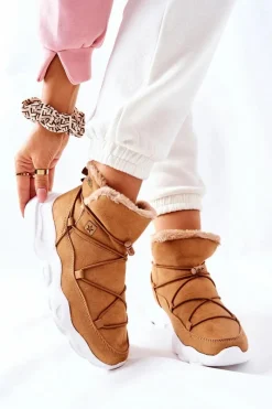 Discount Śniegowce Ocieplane Big Star II274266 Camel Damskie Śniegowce Damskie