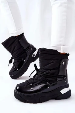 Best Śniegowce Ocieplane Futerkiem Czarne Holys Damskie Śniegowce Damskie