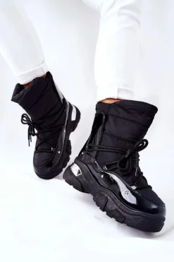 Best Śniegowce Ocieplane Futerkiem Czarne Holys Damskie Śniegowce Damskie