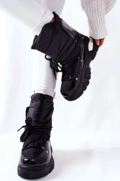 Best Śniegowce Ocieplane Futerkiem Czarne Holys Damskie Śniegowce Damskie