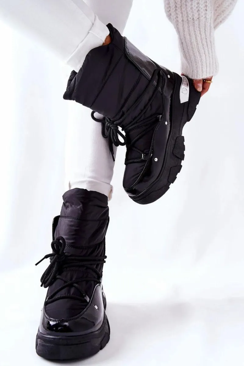 Best Śniegowce Ocieplane Futerkiem Czarne Holys Damskie Śniegowce Damskie