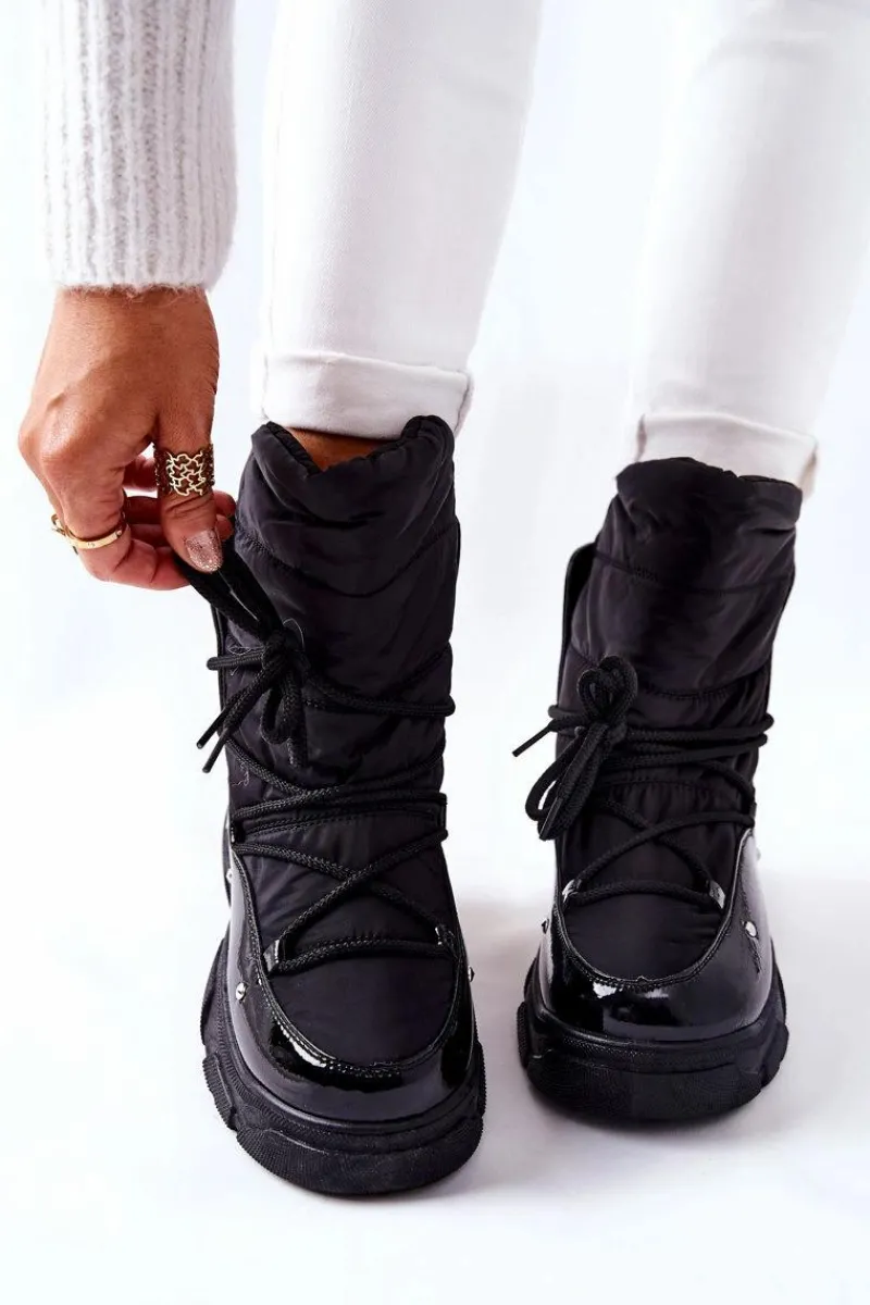 Best Śniegowce Ocieplane Futerkiem Czarne Holys Damskie Śniegowce Damskie