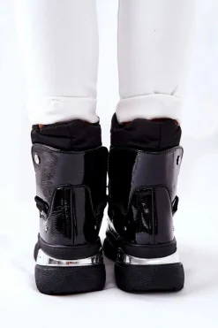 Best Śniegowce Ocieplane Futerkiem Czarne Holys Damskie Śniegowce Damskie
