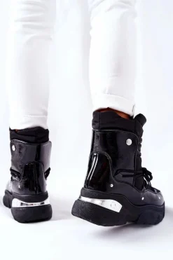 Best Śniegowce Ocieplane Futerkiem Czarne Holys Damskie Śniegowce Damskie