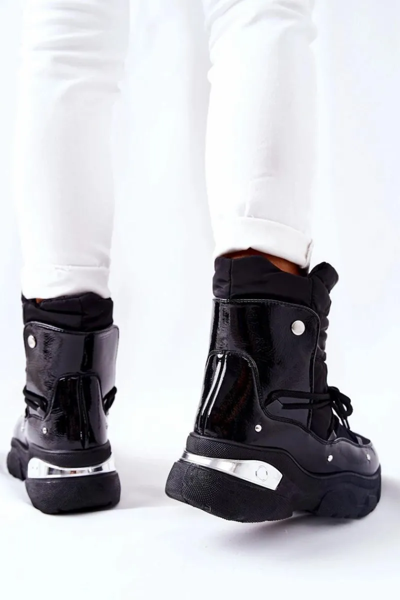 Best Śniegowce Ocieplane Futerkiem Czarne Holys Damskie Śniegowce Damskie