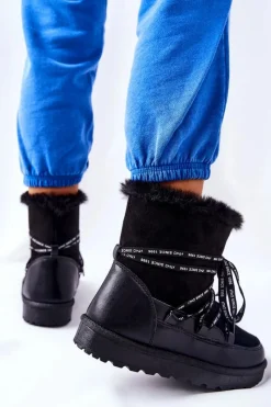 Best Boto Śniegowce Ocieplane Futerkiem Na Platformie Czarne Salemi