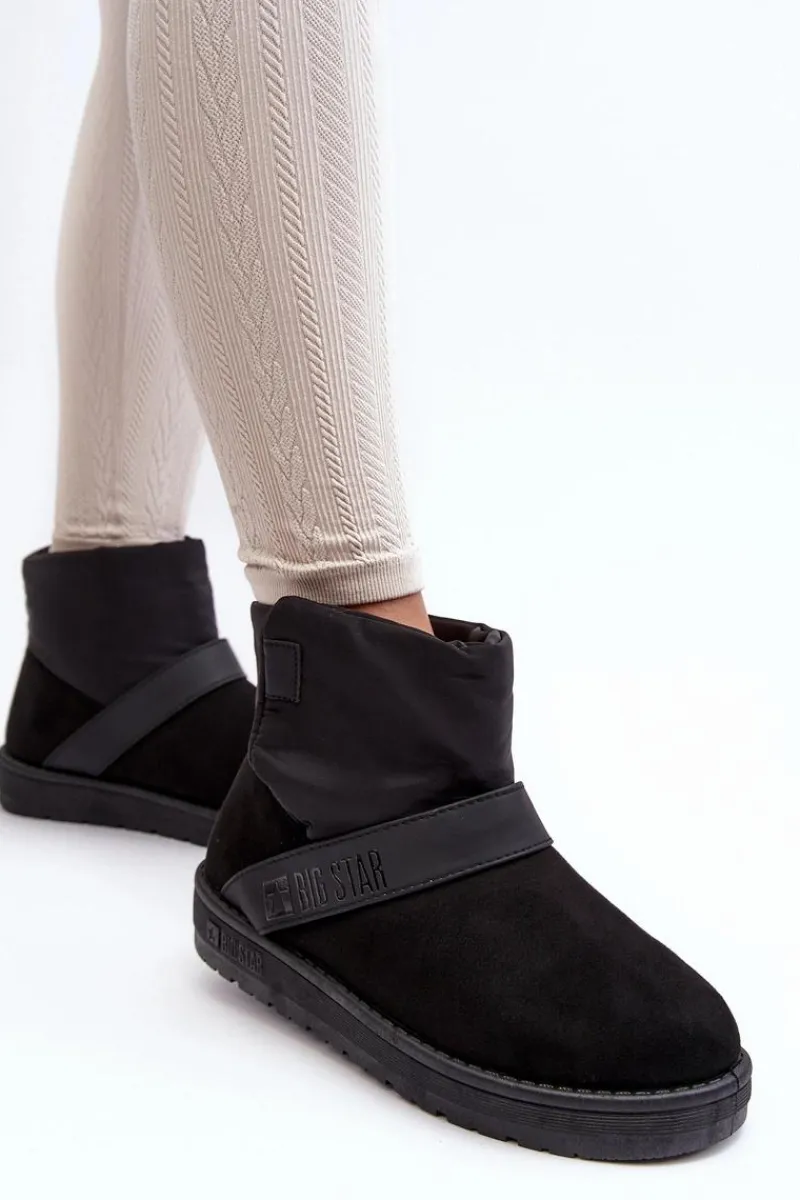 Śniegowce Damskie>Big Star Shoes Śniegowce Ocieplane Na Platformie Czarne Big Star MM274151 Czarny