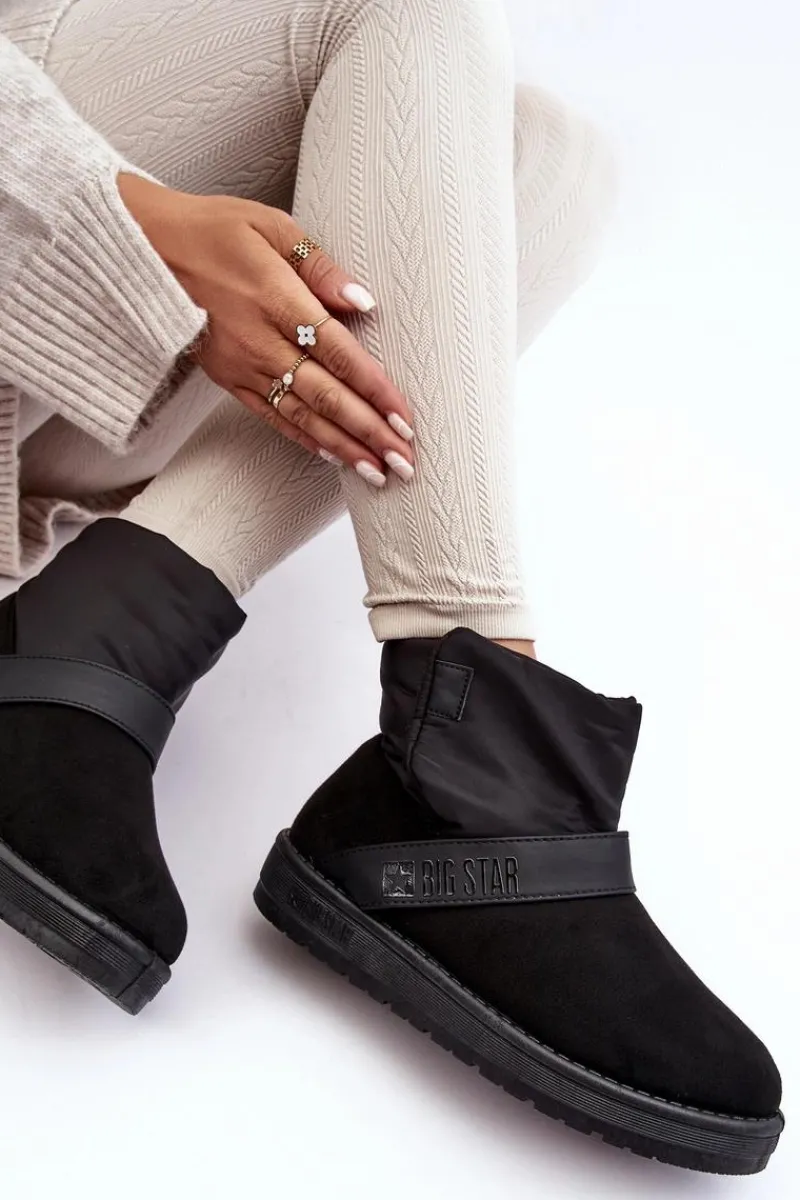 Śniegowce Damskie>Big Star Shoes Śniegowce Ocieplane Na Platformie Czarne Big Star MM274151 Czarny