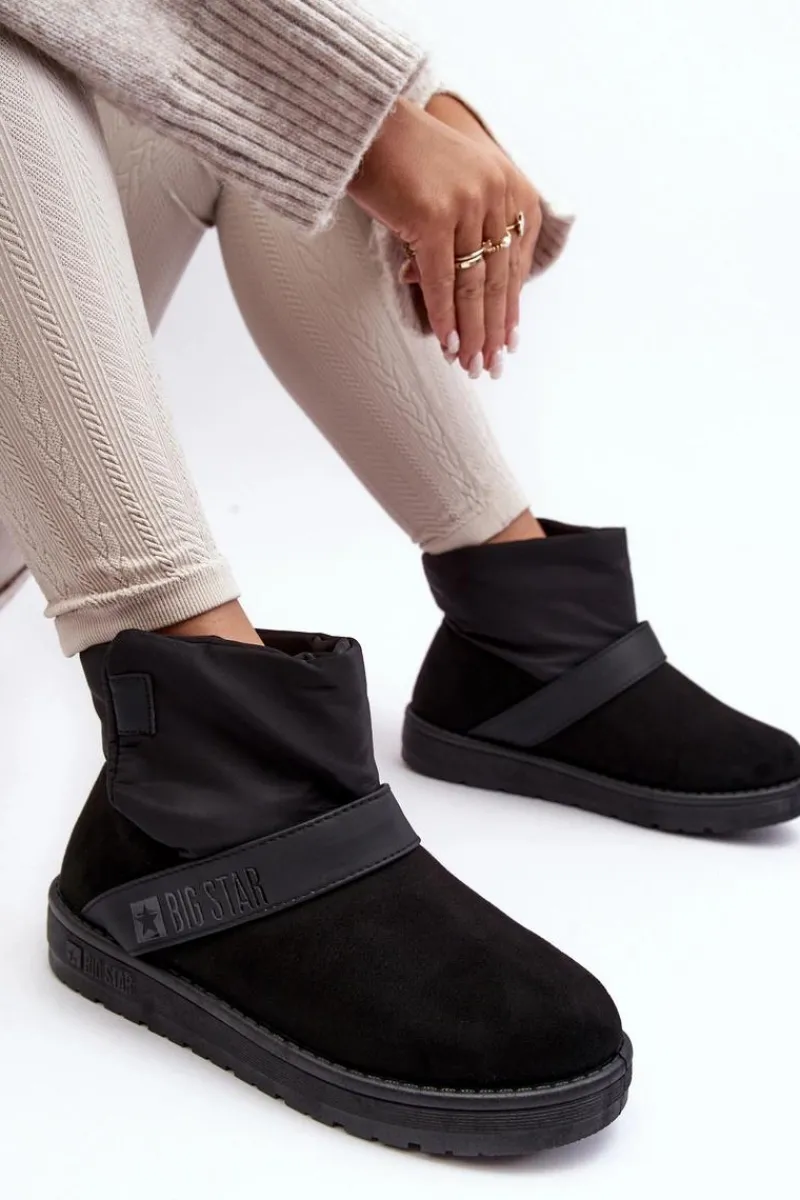 Śniegowce Damskie>Big Star Shoes Śniegowce Ocieplane Na Platformie Czarne Big Star MM274151 Czarny