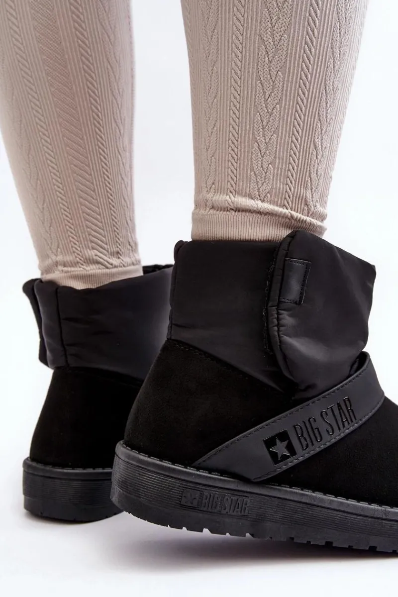 Śniegowce Damskie>Big Star Shoes Śniegowce Ocieplane Na Platformie Czarne Big Star MM274151 Czarny