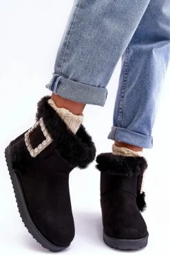 New Śniegowce Ocieplane Z Klamrą Czarne Dulca Damskie Śniegowce Damskie