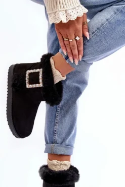 New Śniegowce Ocieplane Z Klamrą Czarne Dulca Damskie Śniegowce Damskie