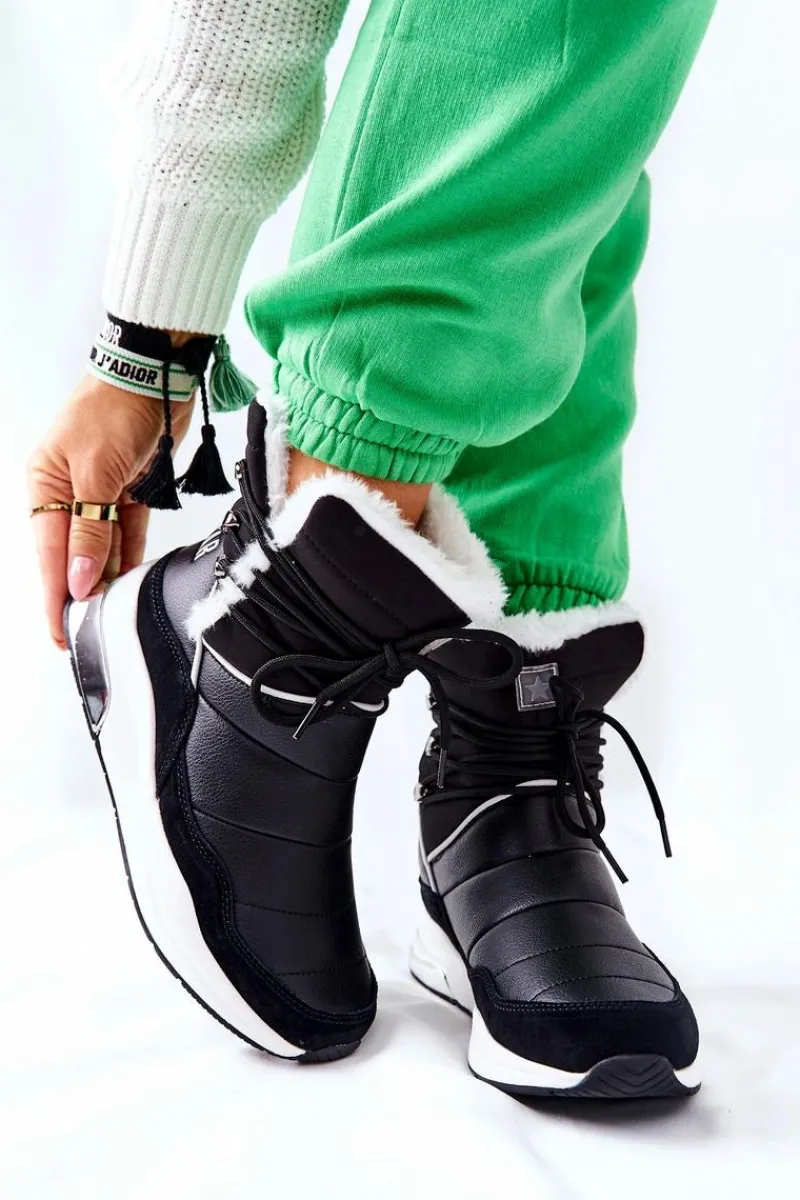 Sale Big Star Shoes Śniegowce Wiązane Big Star II274279 Czarne