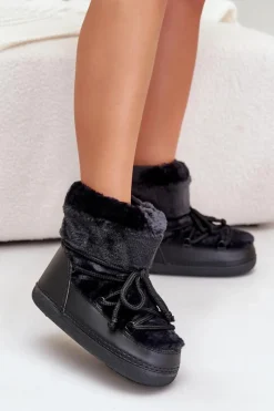 Best Śniegowce Z Futerkiem I Wiązaniem Czarne Silvara Damskie Śniegowce Damskie