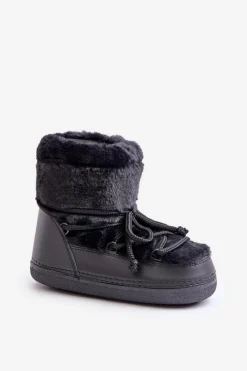 Best Śniegowce Z Futerkiem I Wiązaniem Czarne Silvara Damskie Śniegowce Damskie