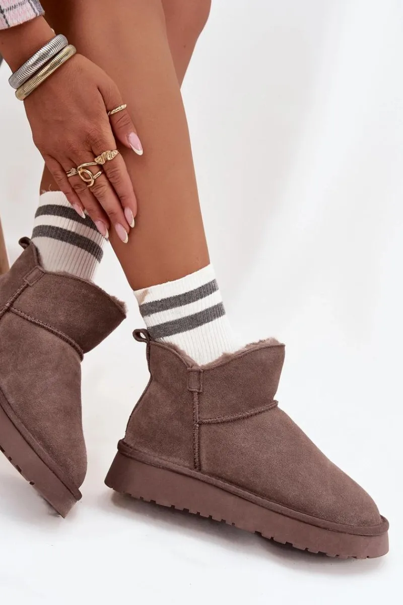 Hot Buty damskie Vinceza Śniegowce Z Naturalnego Zamszu Ocieplane Futerkiem Vinceza 97961 Brązowe Brązowy