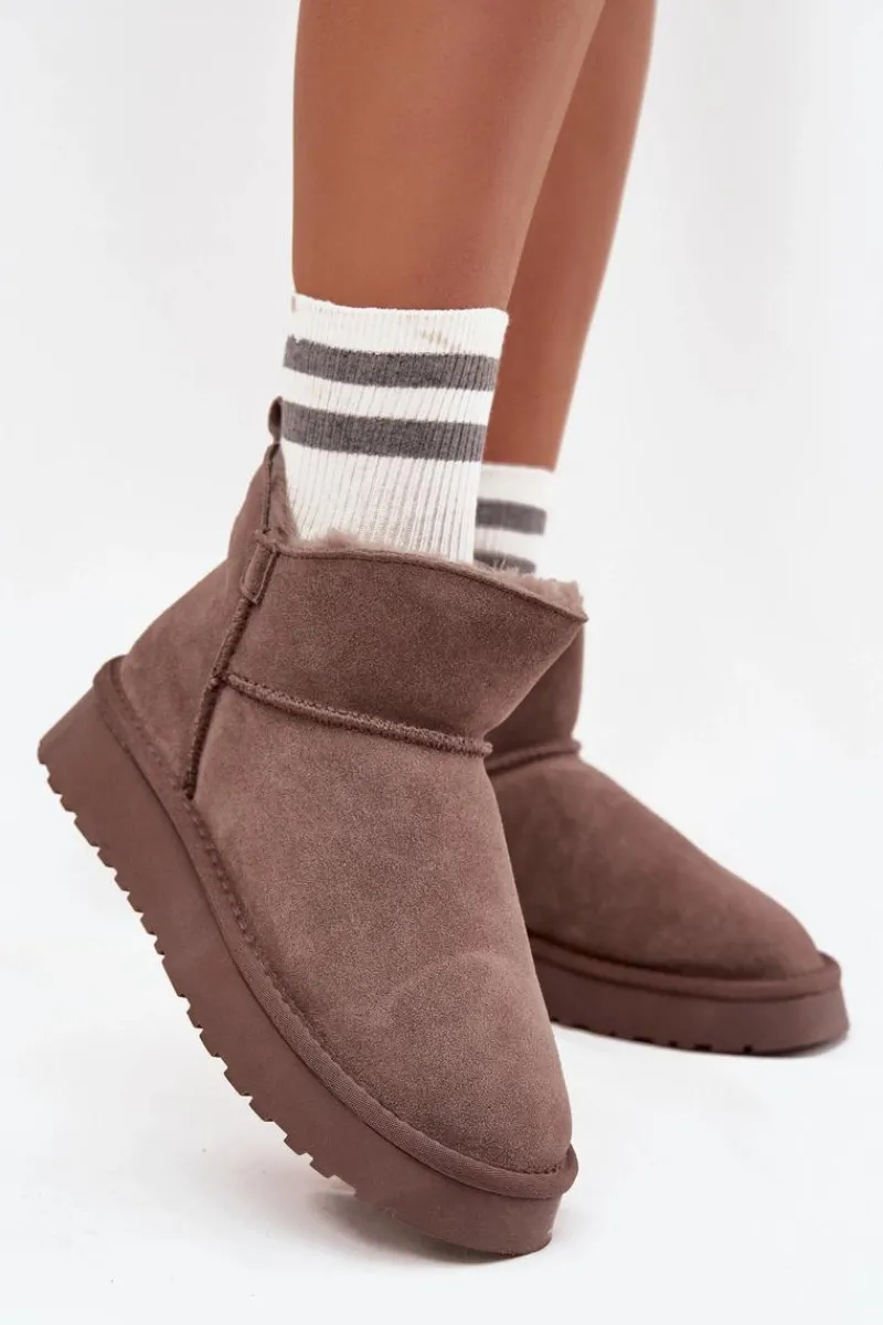 Hot Buty damskie Vinceza Śniegowce Z Naturalnego Zamszu Ocieplane Futerkiem Vinceza 97961 Brązowe Brązowy