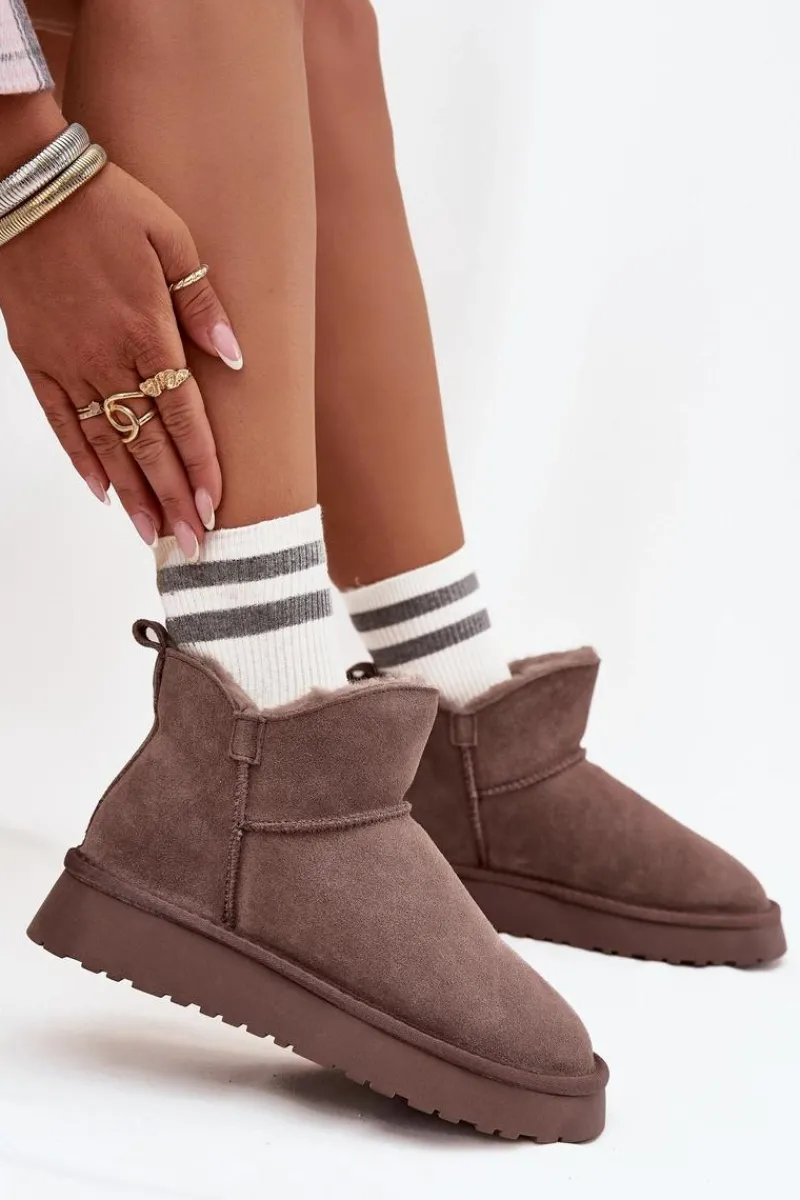 Hot Buty damskie Vinceza Śniegowce Z Naturalnego Zamszu Ocieplane Futerkiem Vinceza 97961 Brązowe Brązowy