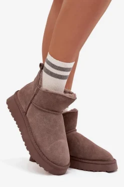 Hot Buty damskie Vinceza Śniegowce Z Naturalnego Zamszu Ocieplane Futerkiem Vinceza 97961 Brązowe Brązowy