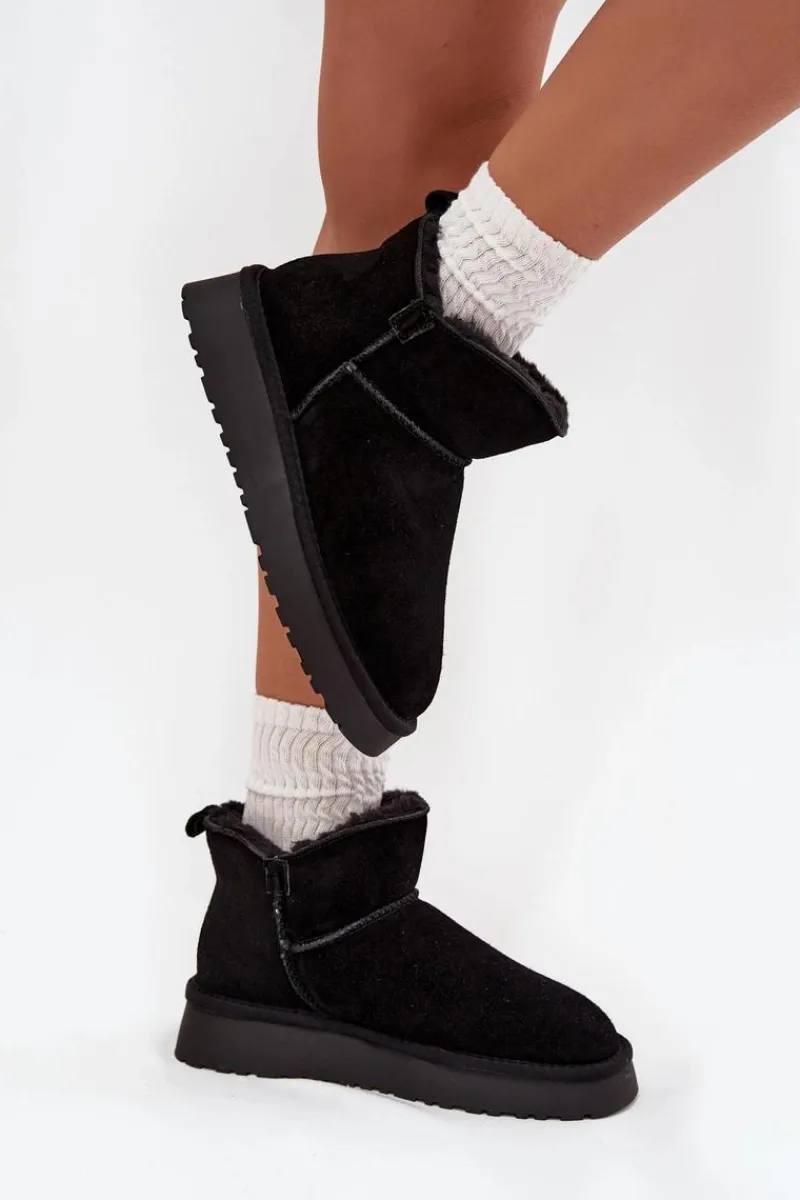 Śniegowce Damskie>Buty damskie Vinceza Śniegowce Z Naturalnego Zamszu Ocieplane Futerkiem Vinceza 97961 Czarne Czarny