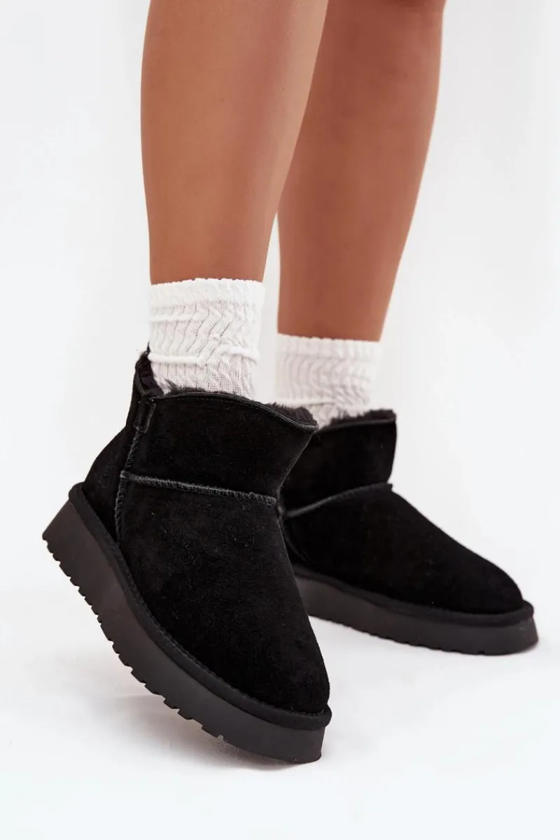 Śniegowce Damskie>Buty damskie Vinceza Śniegowce Z Naturalnego Zamszu Ocieplane Futerkiem Vinceza 97961 Czarne Czarny