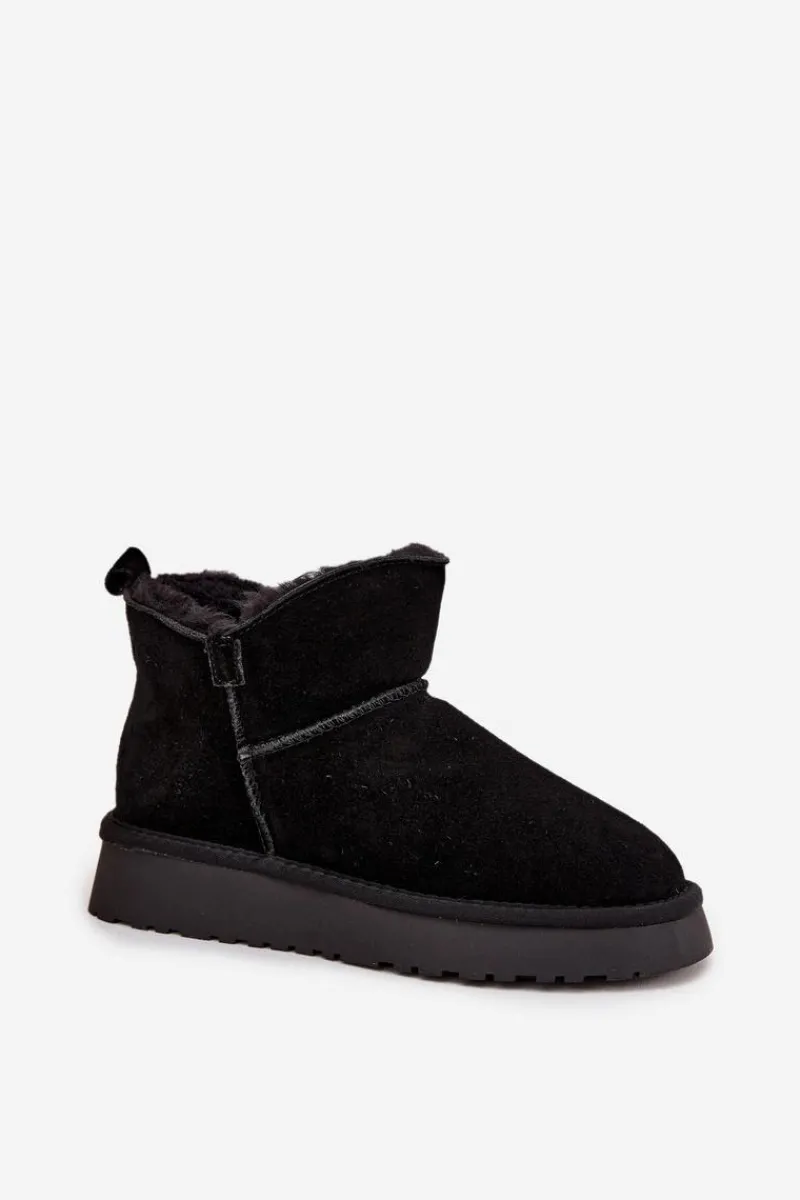 Śniegowce Damskie>Buty damskie Vinceza Śniegowce Z Naturalnego Zamszu Ocieplane Futerkiem Vinceza 97961 Czarne Czarny